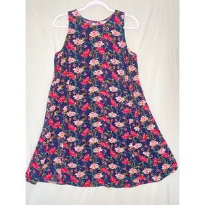 Old Navy Dress Sz Medium Sleeveless Blue Floral Shift Knee Length Keyhole Back